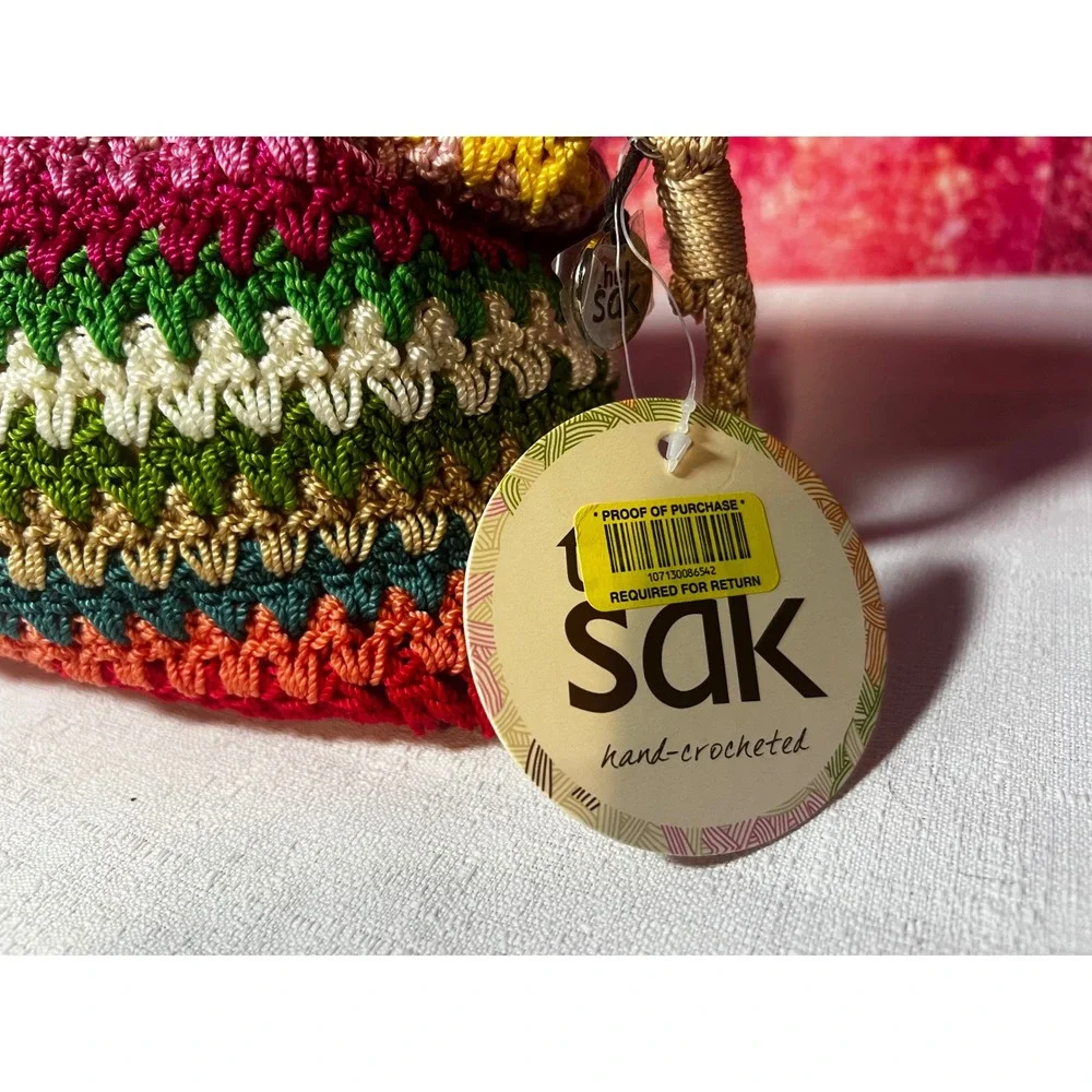 2014 The Sak Classic Mini Crossbody Bag Hand Crocheted Beach Stripe 106122 NEW